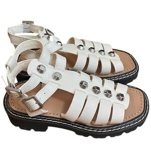 SANDRO Fisherman Strappy Sandals Ivory